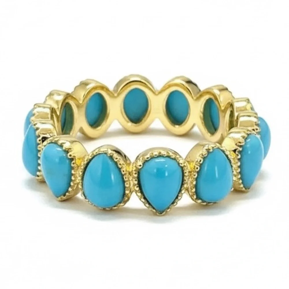 NWT Savvy Cie Jewels Simulated Turquoise Eternity Ring